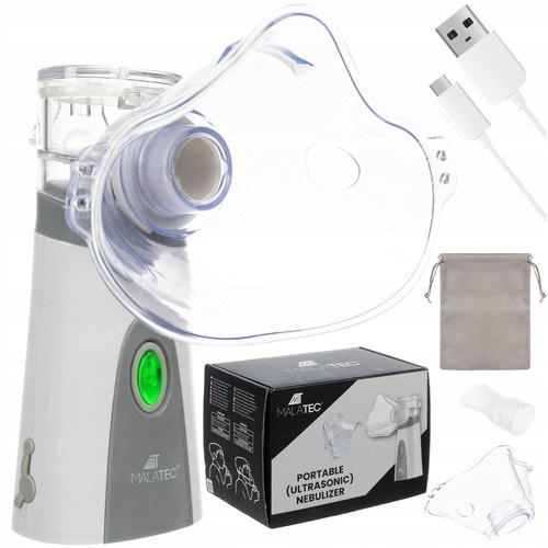Nebulizator przenośny Inhalator Ultra-cichy + Maski Ustnik Dorośli Dzieci