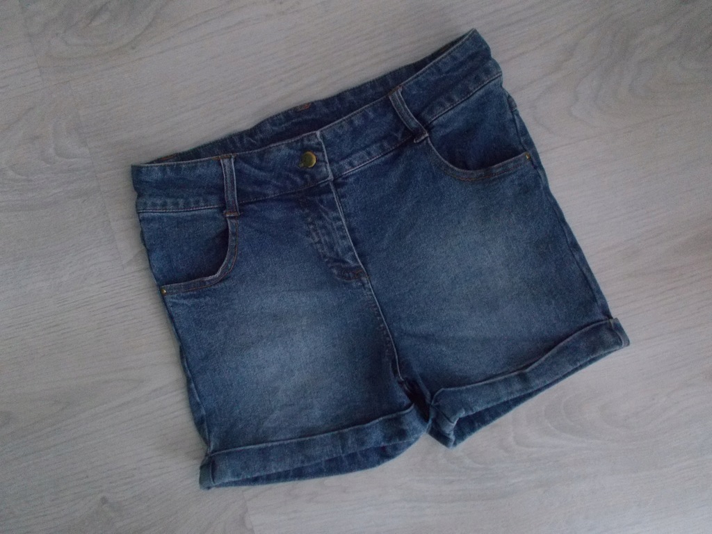 YD - Świetne spodenki - jeans -przetarcia - r.152