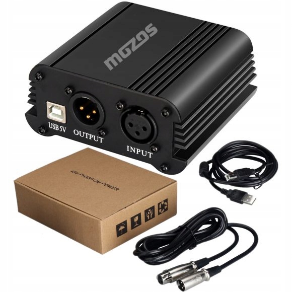 MOZOS M48P zasilacz phantom USB do mikrofonów XLR