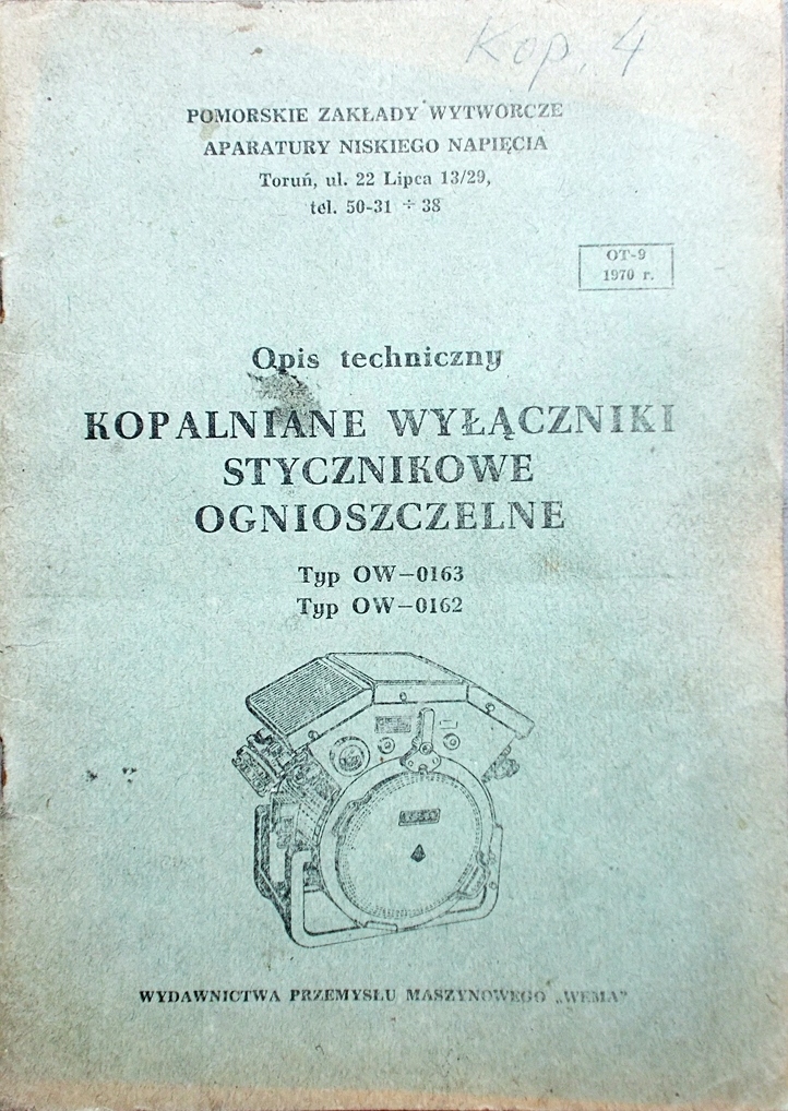 Kopalniane wyłączniki stycznikowe ognioszczelne