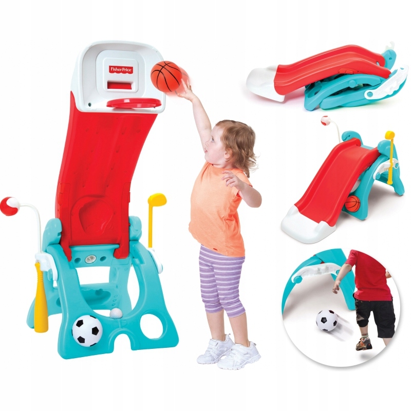 Fisher Price Plac zabaw 6w1 koszykówka zjeżdżalnia