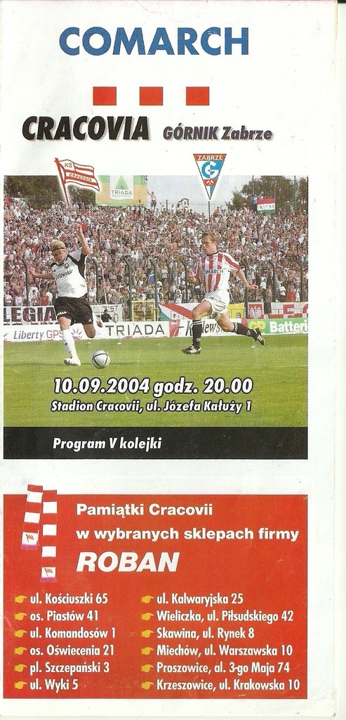 Cracovia Krakow Gornik Zabrze 10 09 2004 7884497799 Oficjalne Archiwum Allegro