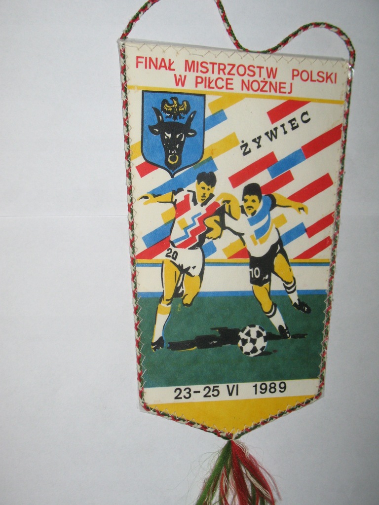 Finał MISTRZOSTW POLSKI w Piłce Nożnej ŻYWIEC 1989 proporczyk BIELSKO BIAŁA