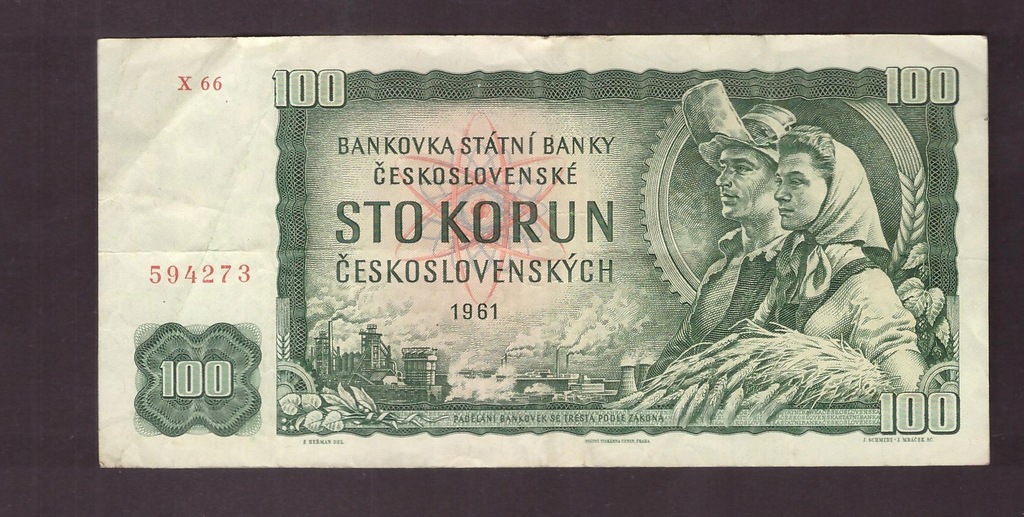 Czechy - Banknot - 100 Koron 1961 rok