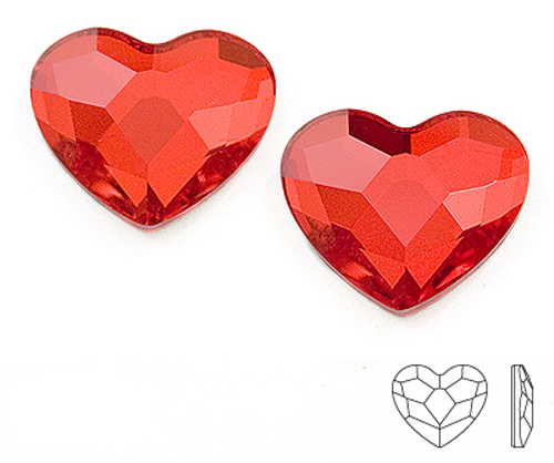 2808 Swarovski Heart Flat 10mm Light Siam F