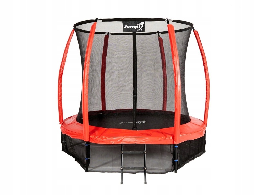 Trampolina Ogrodowa Jumpi 252cm/8FT Maxy Comfort Plus Czerwona Z Wewnętrzną