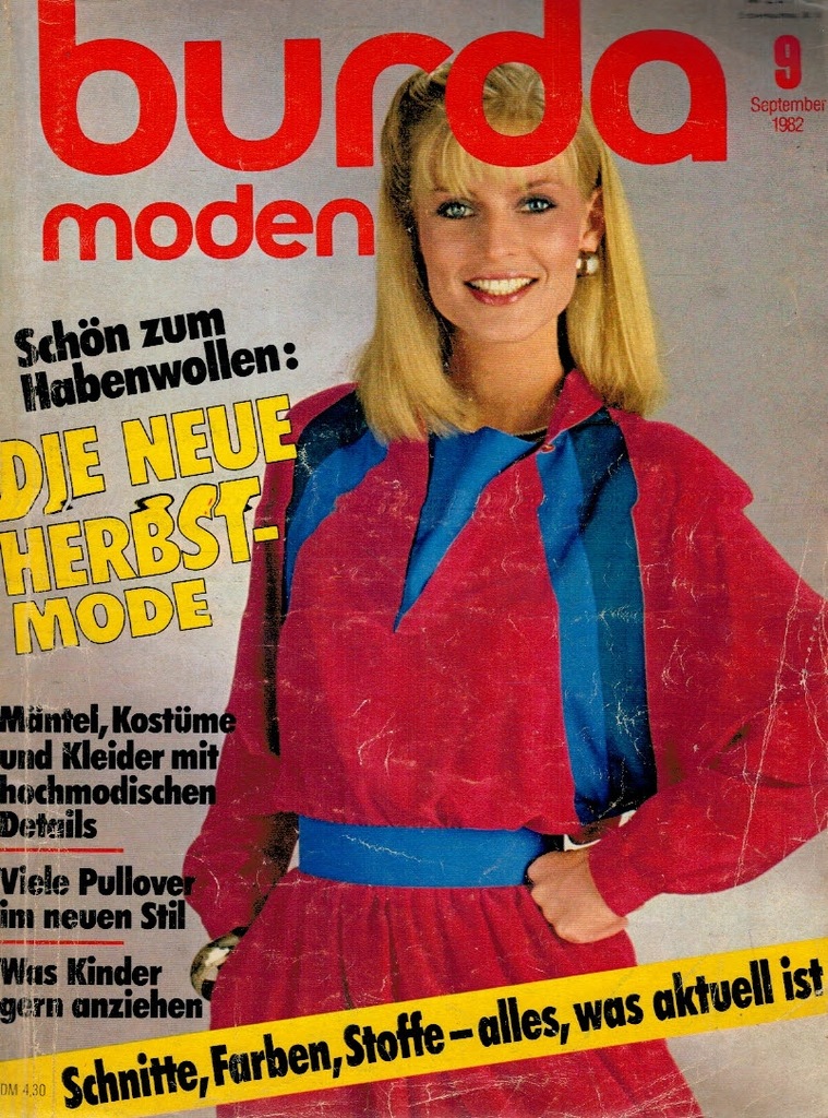 Burda moden nr 9/1982 z wykrojami niemiecka