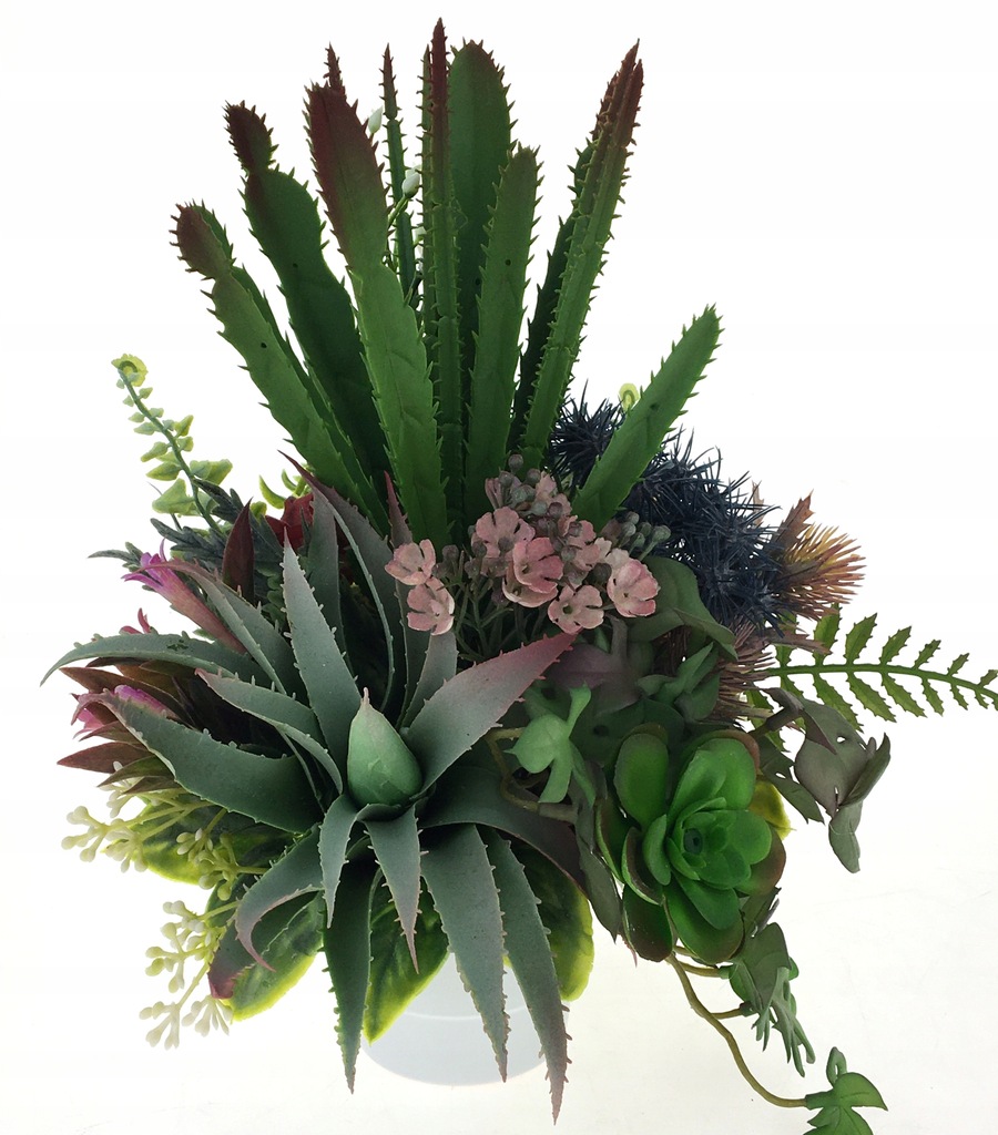 SUKULENTY GUMOWE KAKTUSY jak żywe KOMPOZYCJA 25 cm