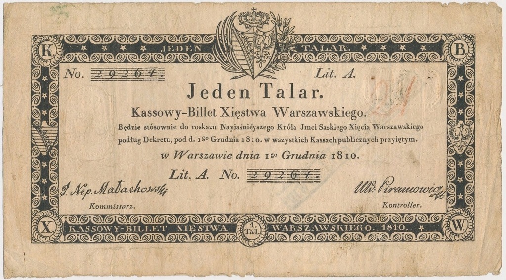 1 talar 1810 - Małachowski stan 4 RZADKOŚĆ
