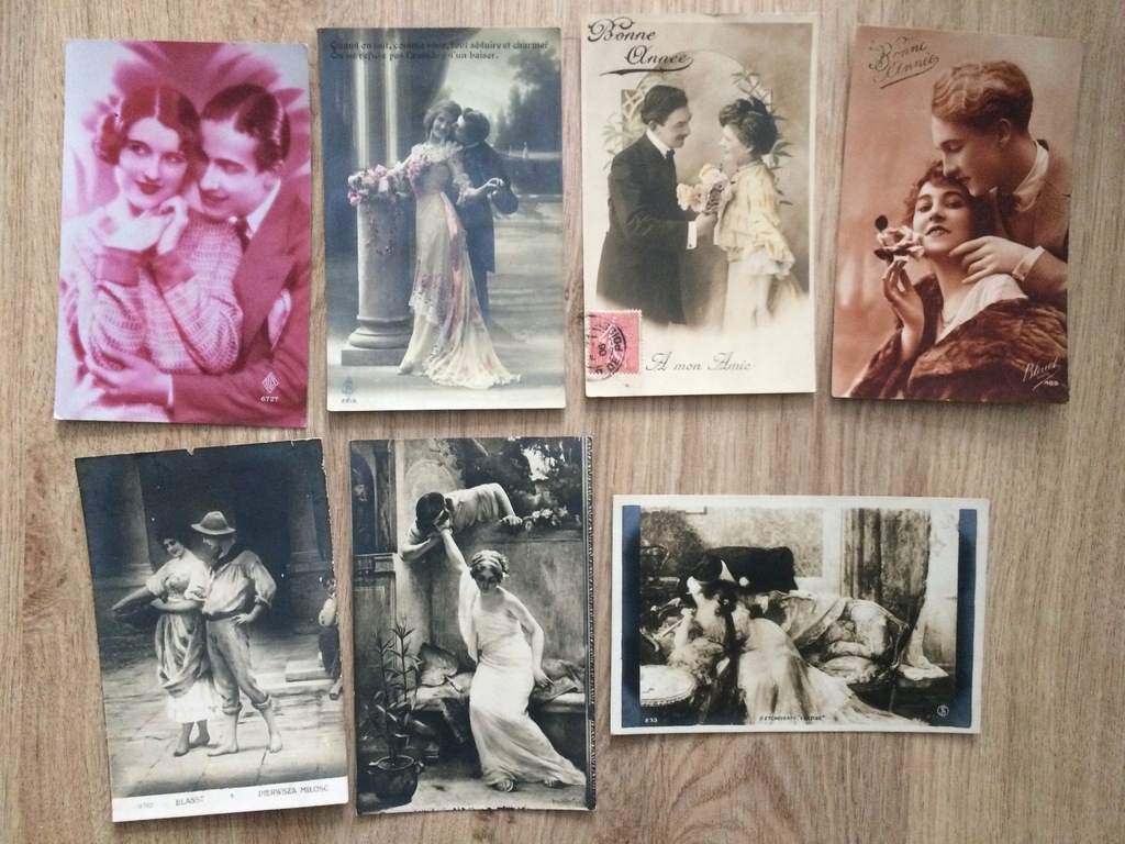 Stare pocztówki przedwojenne zakochani, kobiety