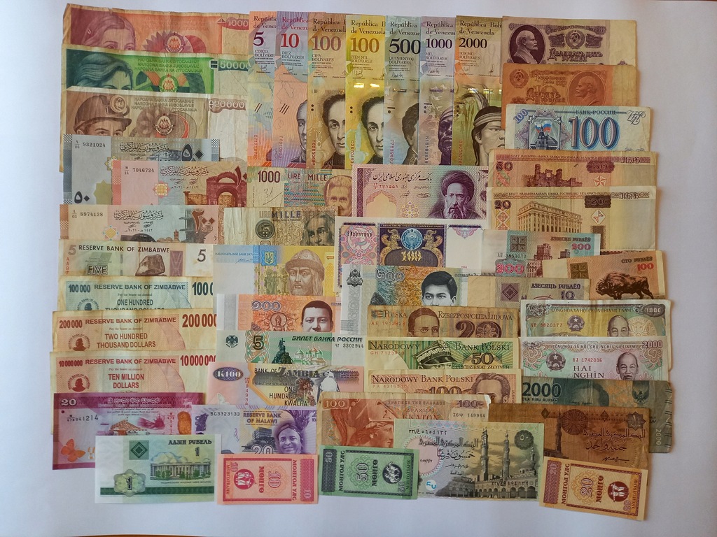 23) Zestaw banknotów świata-50szt.