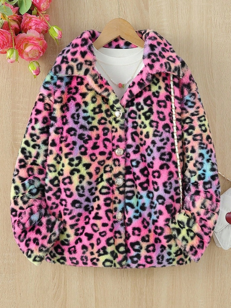 SHEIN PŁASZCZ DZIEWCZĘCY W PANTERKĘ 122 153