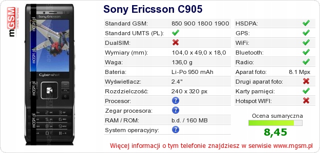 Купить SONY ERICSSON C905 + ДИНАМИК — Высота PL — КАК НОВЫЙ: отзывы, фото, характеристики в интерне-магазине Aredi.ru