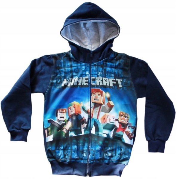 BLUZA ROZPINANA Z KAPTUREM MINECRAFT R. 134