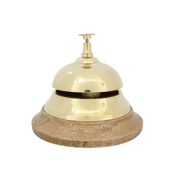 Mosiężny gong hotelowy na drewnianej podstawie NC2