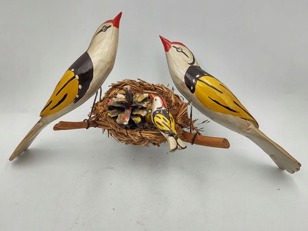 Figurka drewniana ludowa - ptaszki