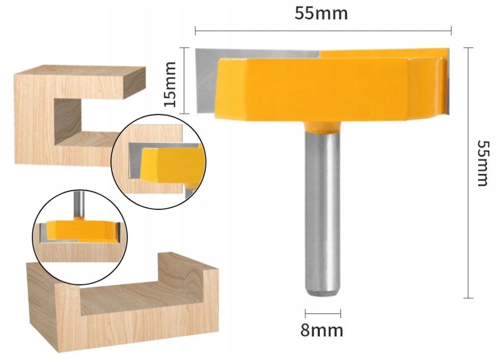 frez planerski średnica 55mm uchwyt 8mm VHM do planowania 2-piórowy
