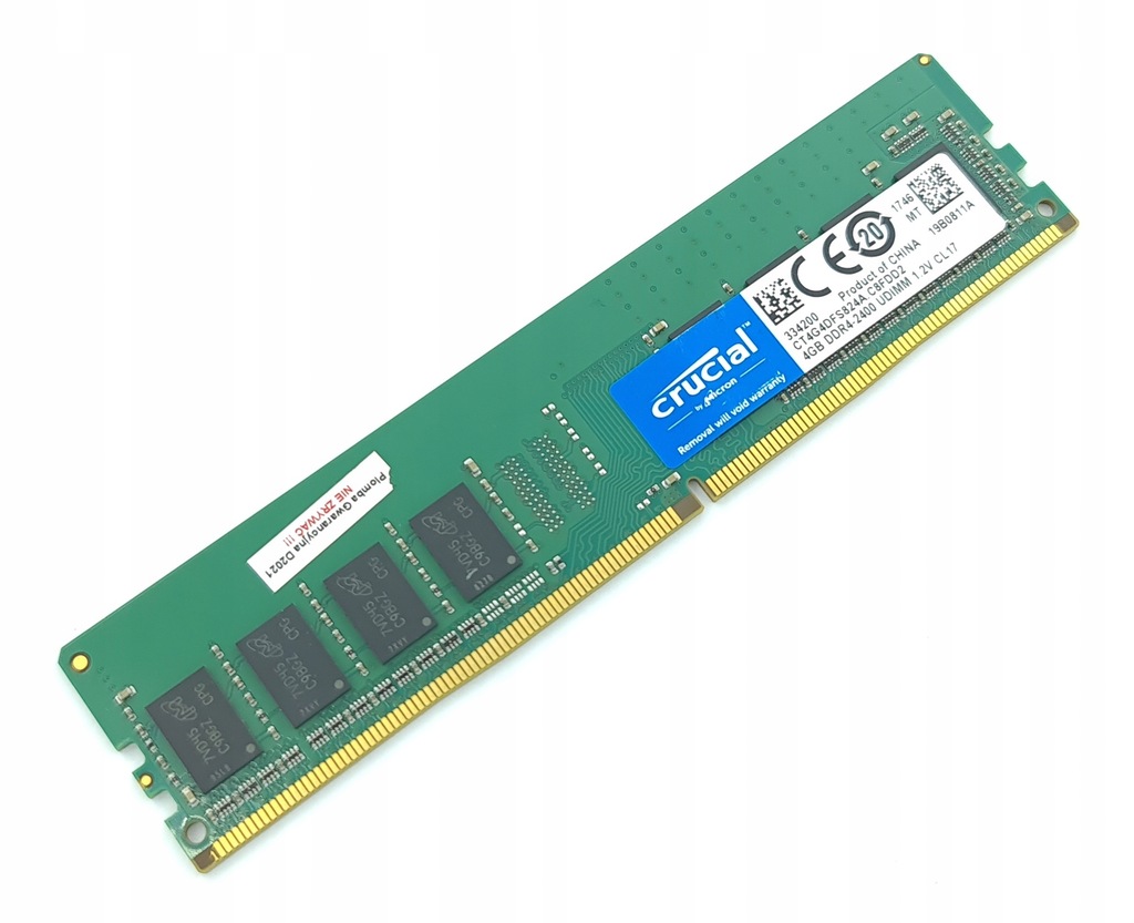 Pamięć RAM Crucial DDR4 4GB 2400MHz CL17 CT4G4DFS824A.C8FDD2 TESTOWANA GW6M