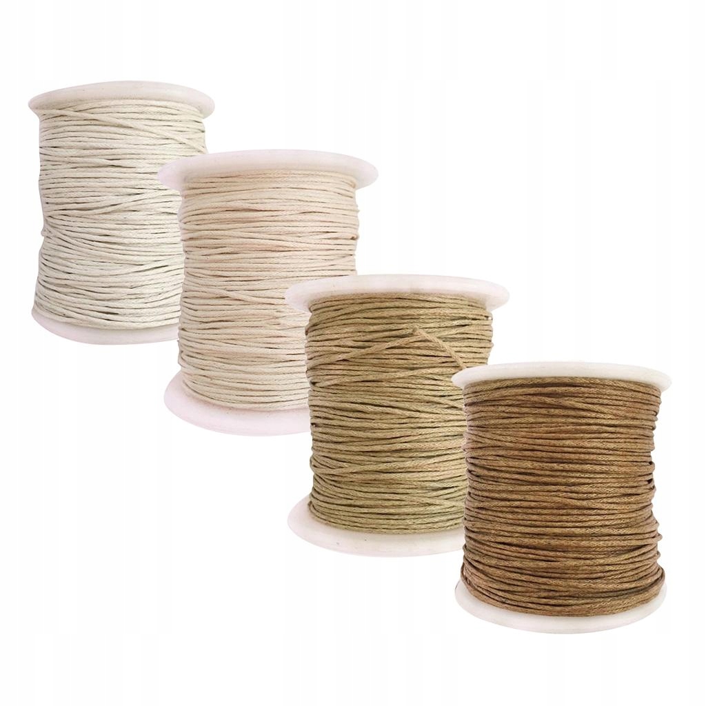 4 Rolls 4 Colors 80 Meters Wax Cotton Cord String For #8