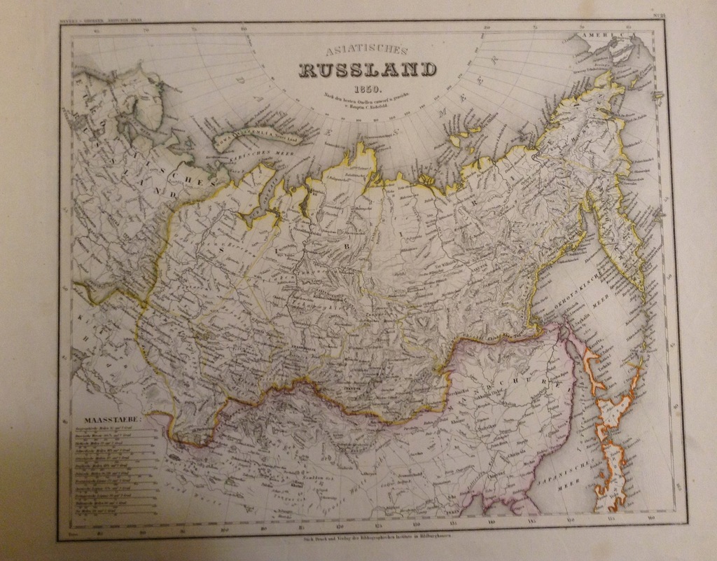 Antyk -mapa Asiaschers Russland 1850
