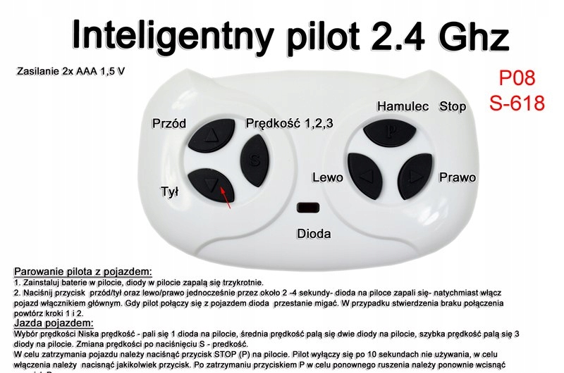 Pilot zdalnego sterowania w technologii 2.4 Ghz do