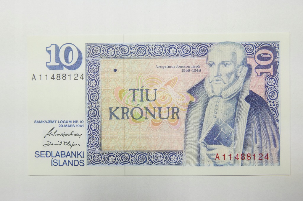 Banknot - 10 Kronur 1961 ISLANDIA - J486