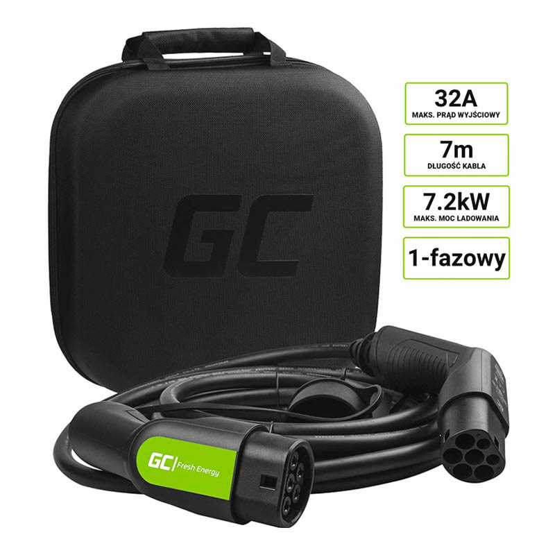 Green Cell - Kabel GC EV Type 2 7.2kW 7m do ładowa