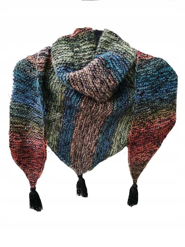 Chusta dziergana na drutach połysk