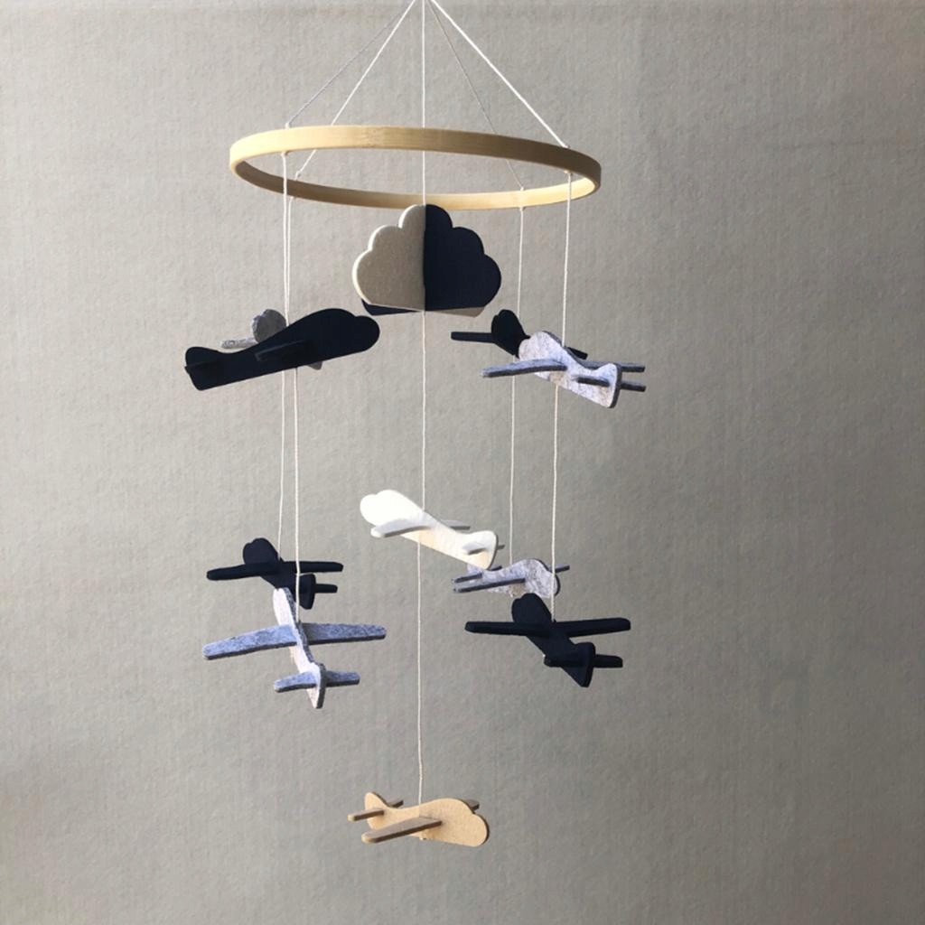 Wooden Felt Baby Cot Crib Mobile Hanging Nursery Bed Bell Wind aircraft