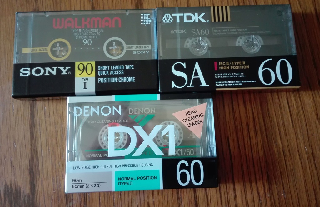 kasety Denon, TDK, Sony