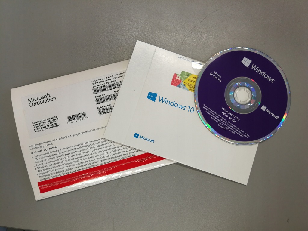 Windows 10 Pro Professional klucz + DVD