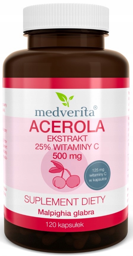 MEDVERITA ACEROLA 500 mg EKSTRAKT WITAMINA C 120 kapsułek