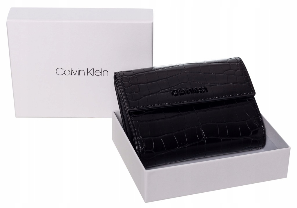 CALVIN KLEIN PORTFEL DAMSKI CK WALLET CROC BLACK