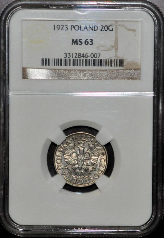 20 GROSZY 1923 MENNICZE GRADING NGC MS 63