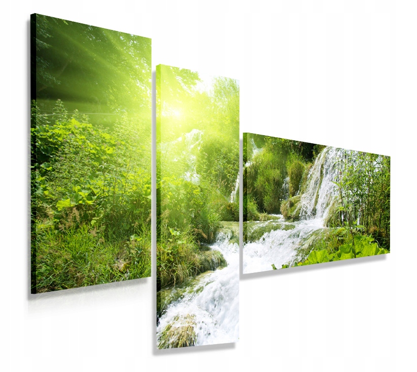 OBRAZ TRYPTYK 150x100 GÓRY POTOK NOWOCZESNY
