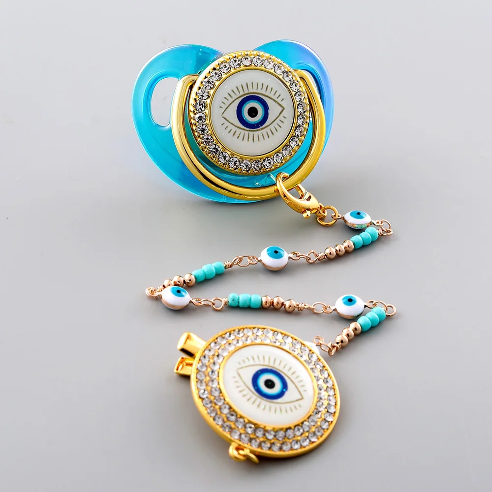 Baby Pacifier Clips Bling Personalised Silicone Pacifier With Rhinestone