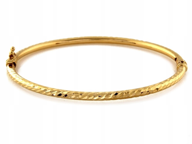 Złota bransoletka 585 sztywna zdobiona błyszcząca elegancka damska 14kt