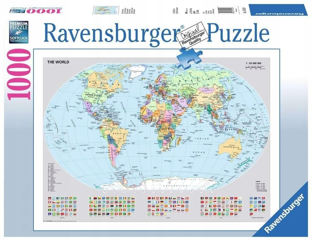 Puzzle 1000 Polityczna mapa świata Geografia