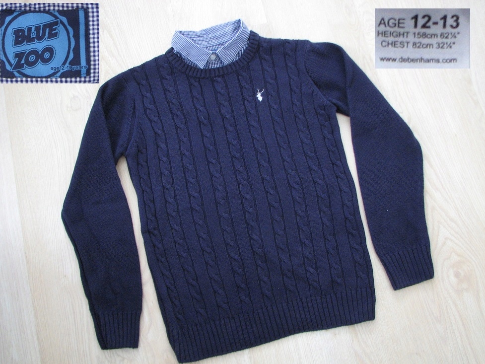 Sweter elegancki z koszulą 2w1 158 12-13 lat