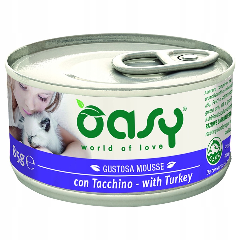 OASY PASZTET MOUSSE Z INDYKIEM MOKRA KARMA DLA DOROSŁEGO KOTA PUSZKA 18x85G