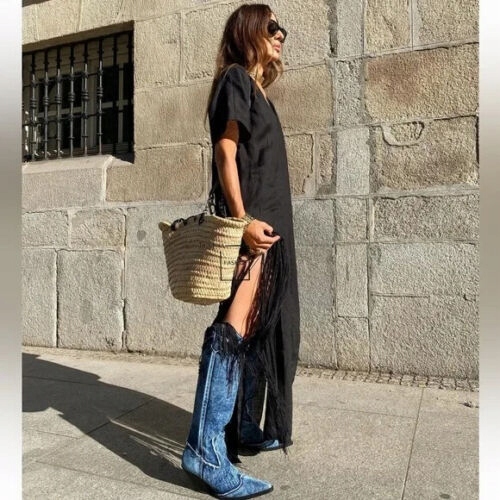 ZARA KOZAKI Z DŻINSU JEANS KOWBOJKI EXCLUSIVE 39 X
