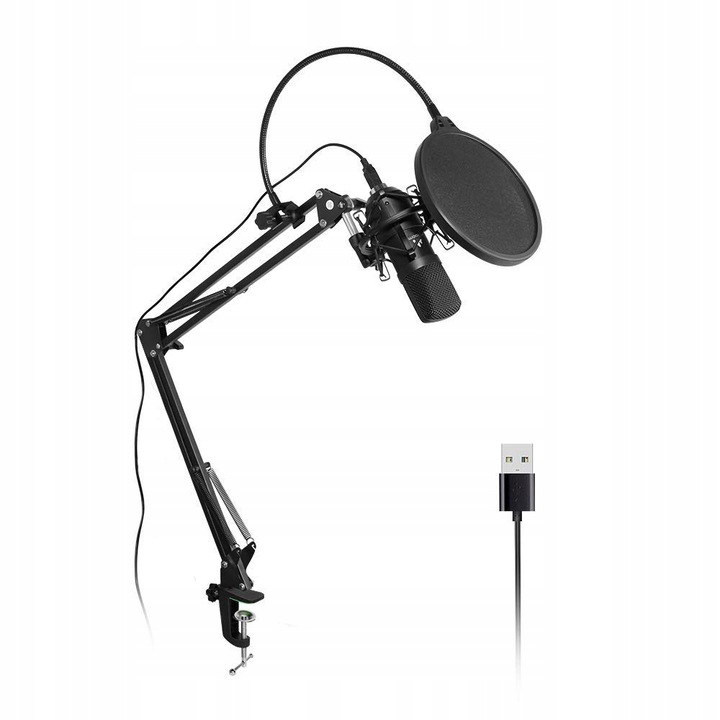 MIKROFON USB STATYW POP FILTR KOSZ MAONO STUDYJNY
