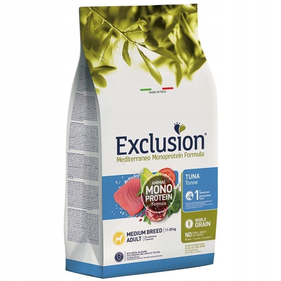 EXCLUSION MonoProtein Noble Grain medium breed dogs karma z tuńczykiem 3 kg