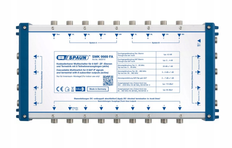 Multiswitch kaskadowy Spaun 9/9 na 8 SMK 9989 FA