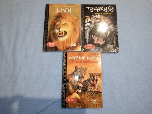 3 dvd Natural Killers:lwy,wlk.koty,tygrysy FOLIA