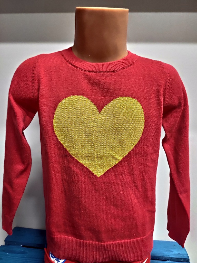 Sweterek GAP dziecięcy 5 lat 110 cm czerwony serce