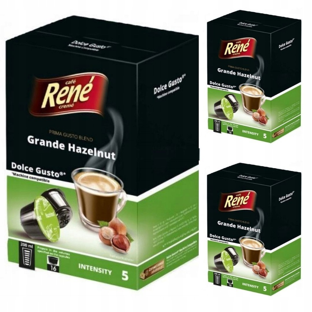 Kawa palona Rene DOLCE GUSTO Grande Hazelnut x3op.