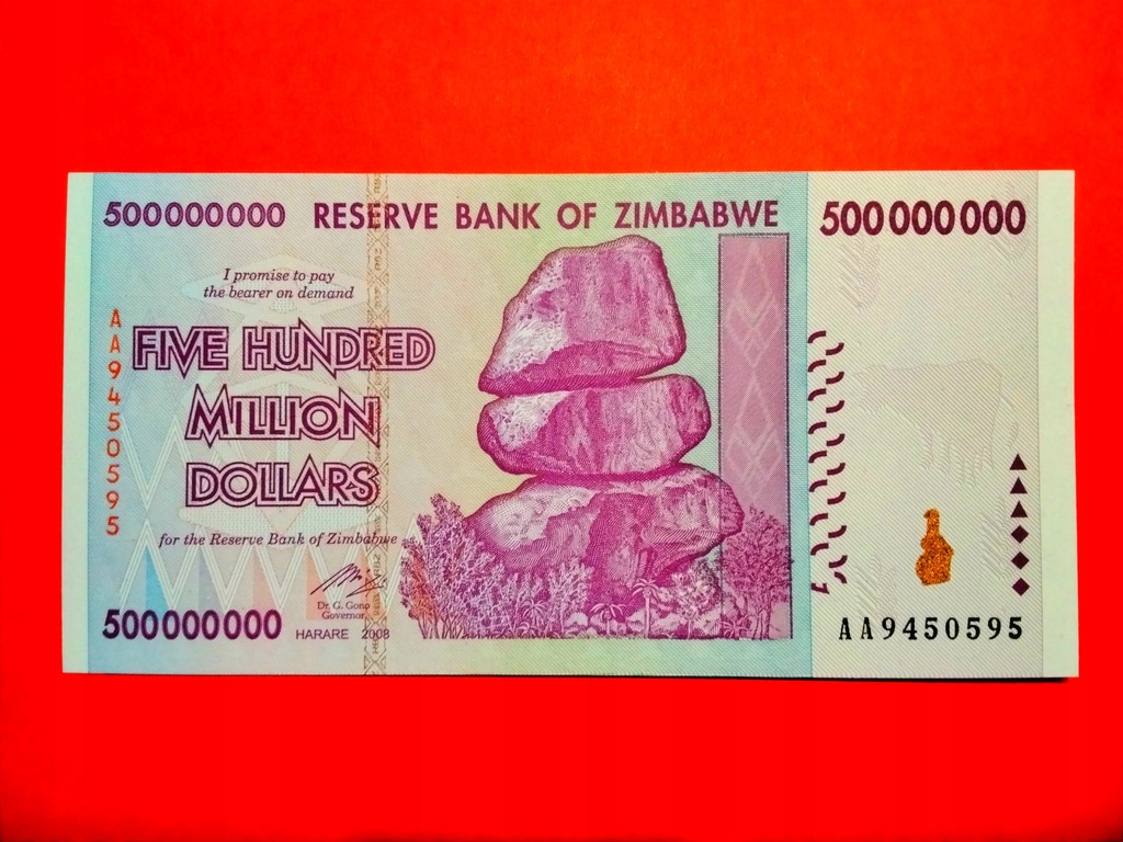 Zimbabwe 500000000 Dollars 2008 P82 UNC