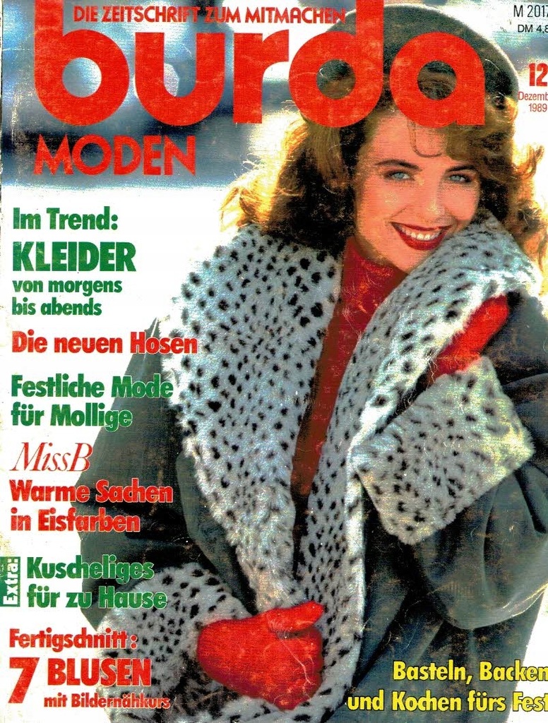 Burda moda piękno relaks nr 12/1989 z wykrojami