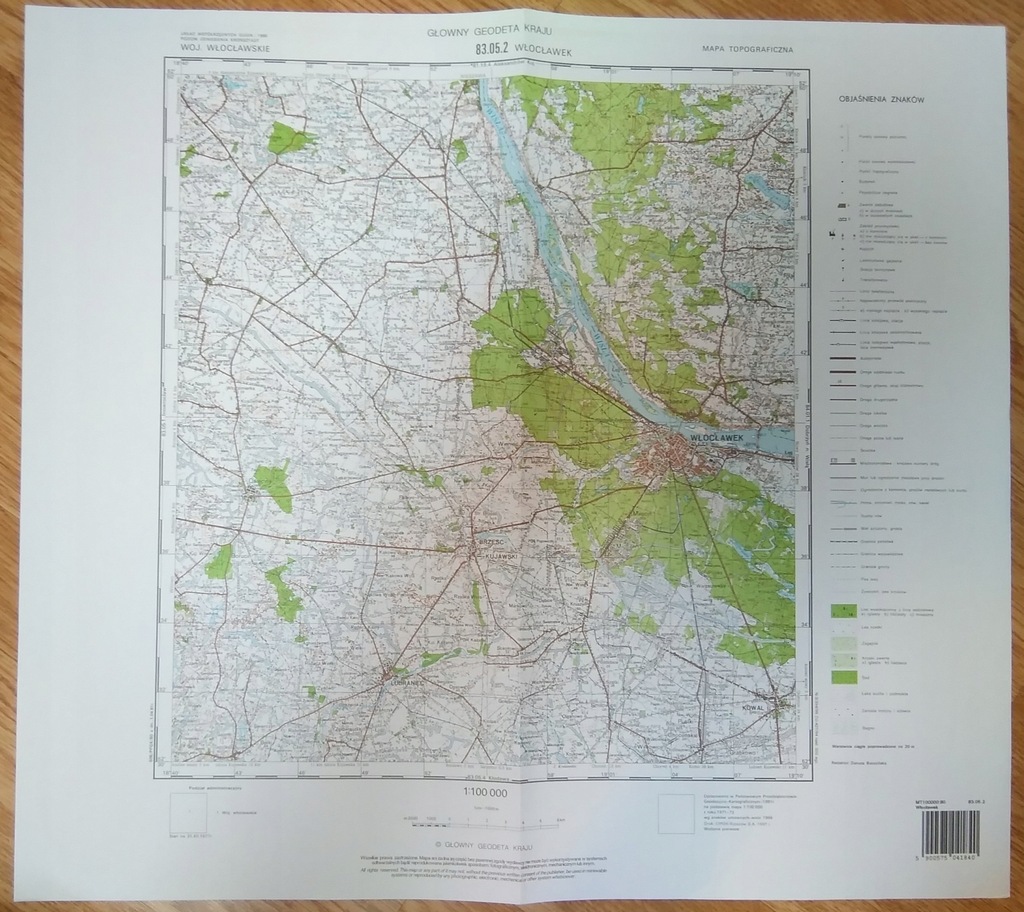 WŁOCŁAWEK mapa topograficzna 1997 r. Brześć Kowal